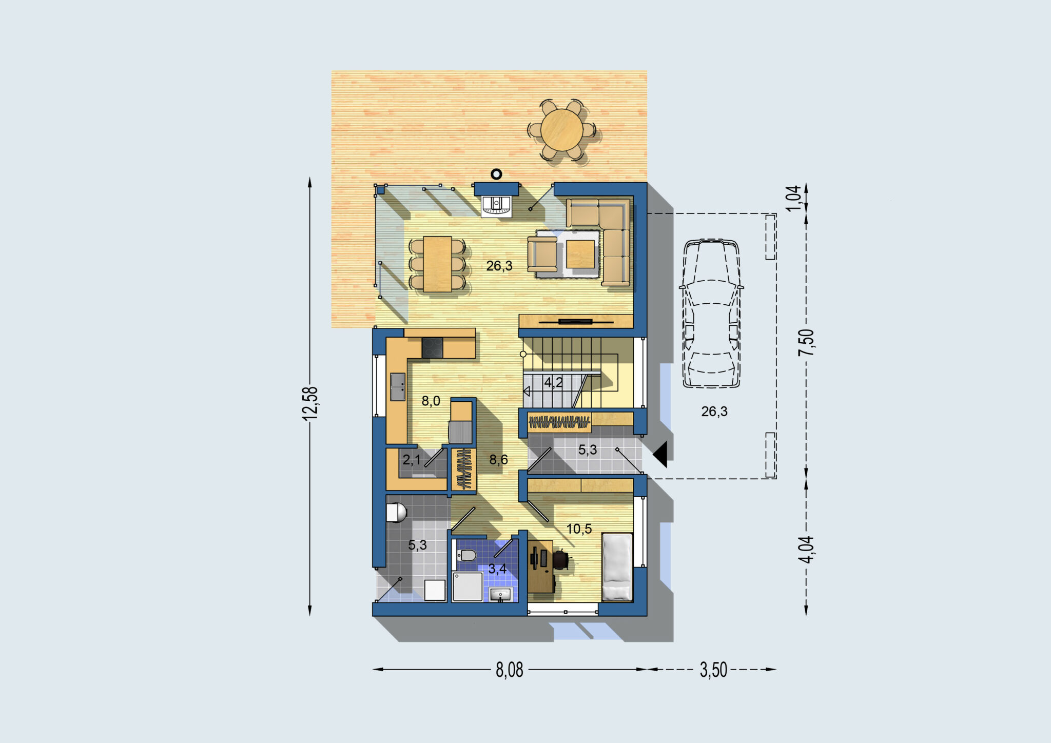 Dům C - půdorys 1NP