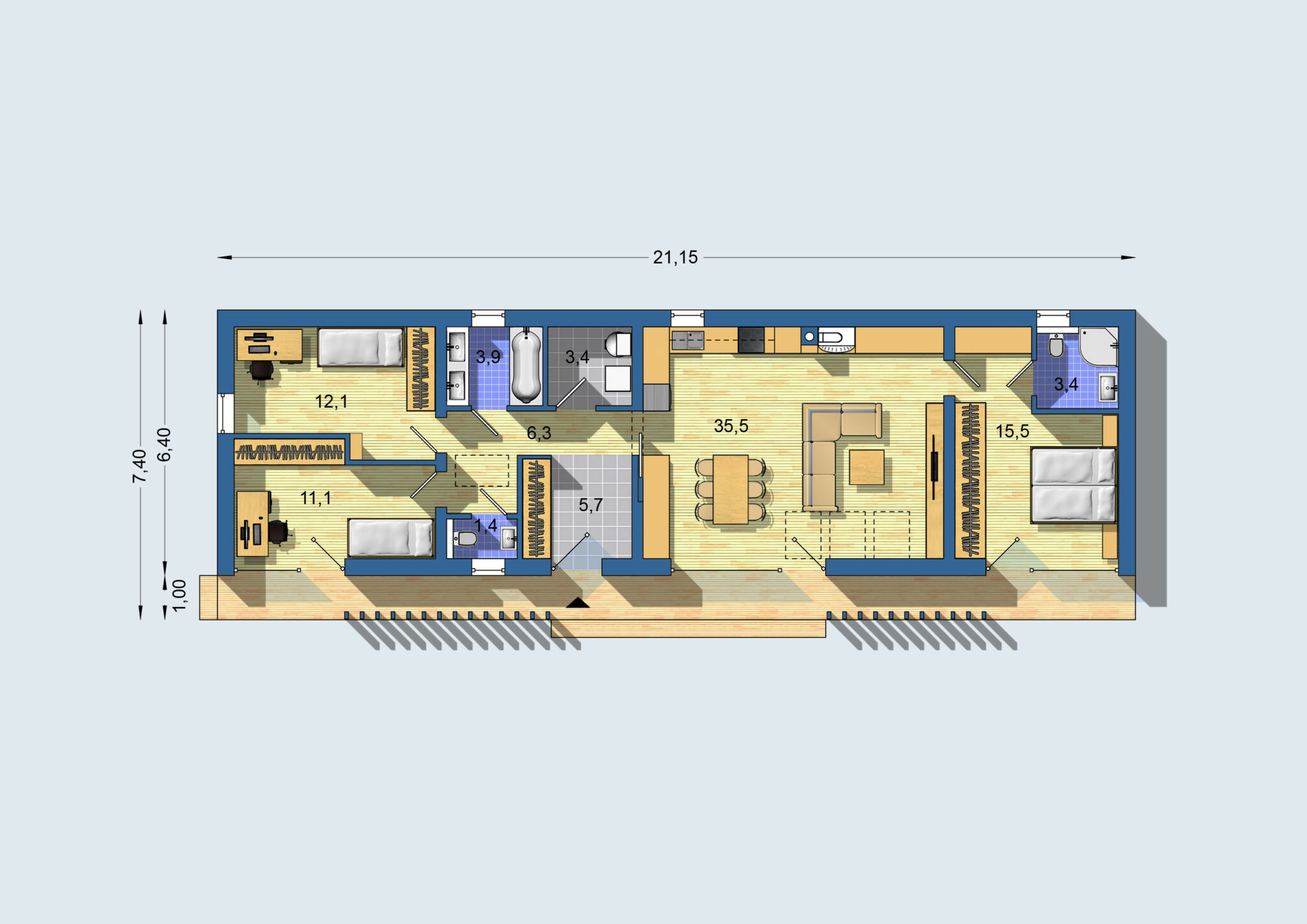 Dům D - půdorys 1NP